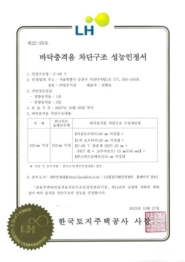 Z-dB Ⅴ 성능인정서